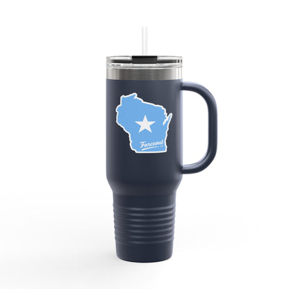 Insulated Travel Mug with Wisconsin Design, 40oz Travel Cup, Perfect Gift for Coffee Lovers, Hydration on the Go, Unique Kitchen Accessory