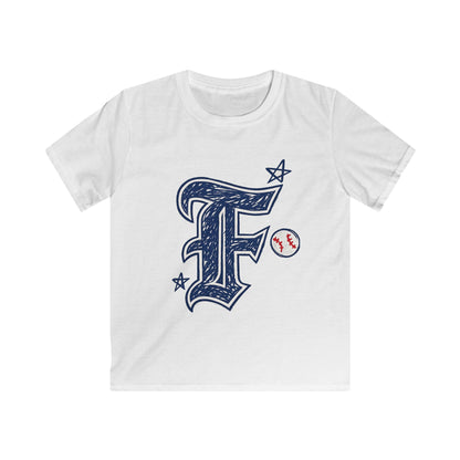 Youth Baseball Tee – Vintage Script F with Baseball Accent