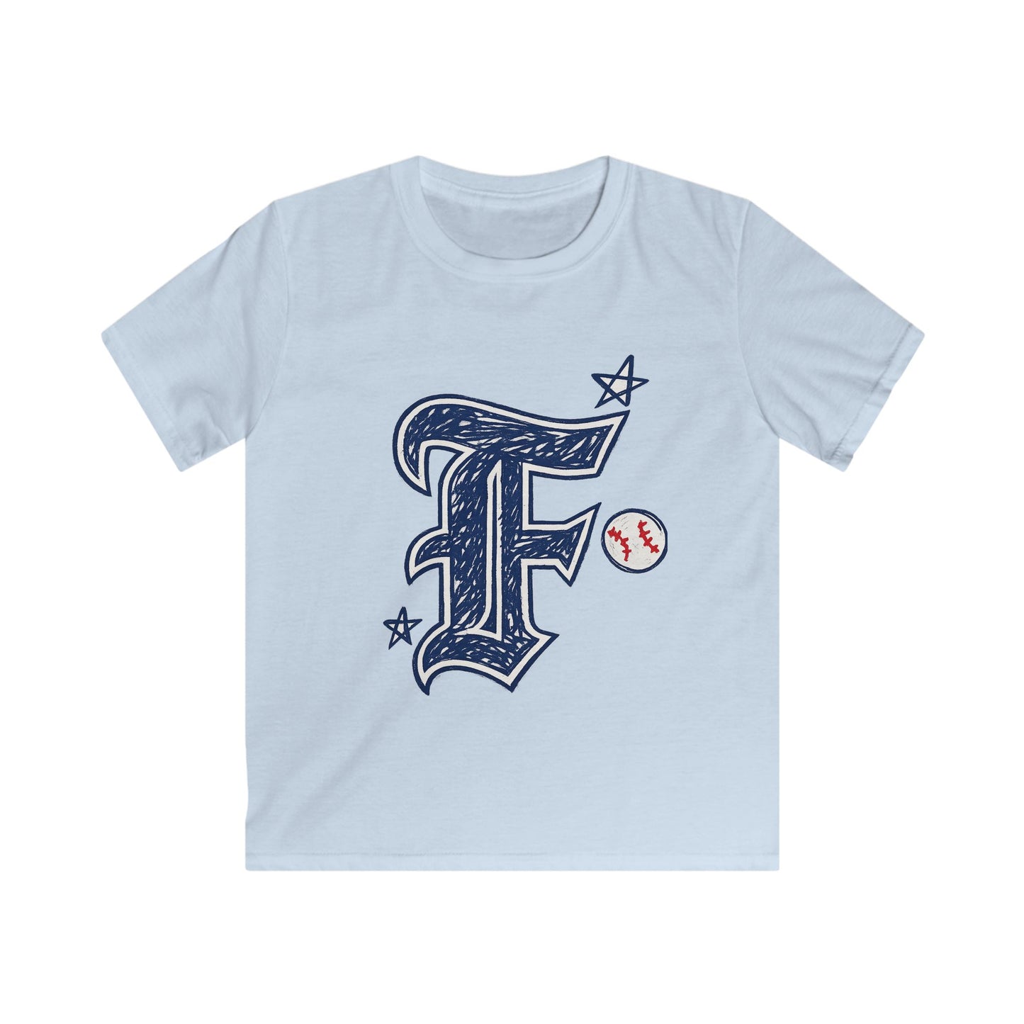 Youth Baseball Tee – Vintage Script F with Baseball Accent