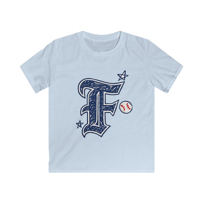 Youth Baseball Tee – Vintage Script F with Baseball Accent